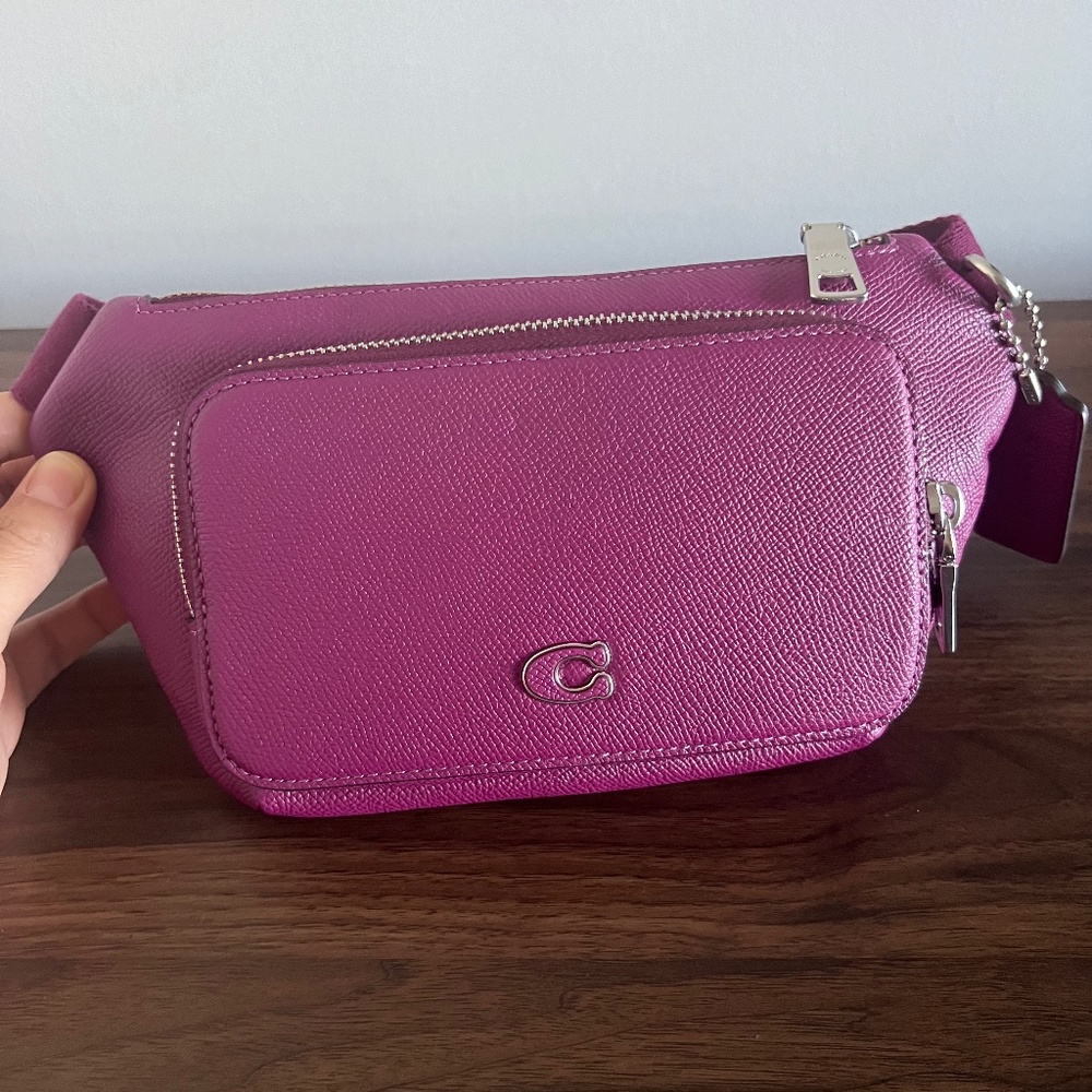 COACH Belt Bag in Crossgrain Leather, DEEP Plum